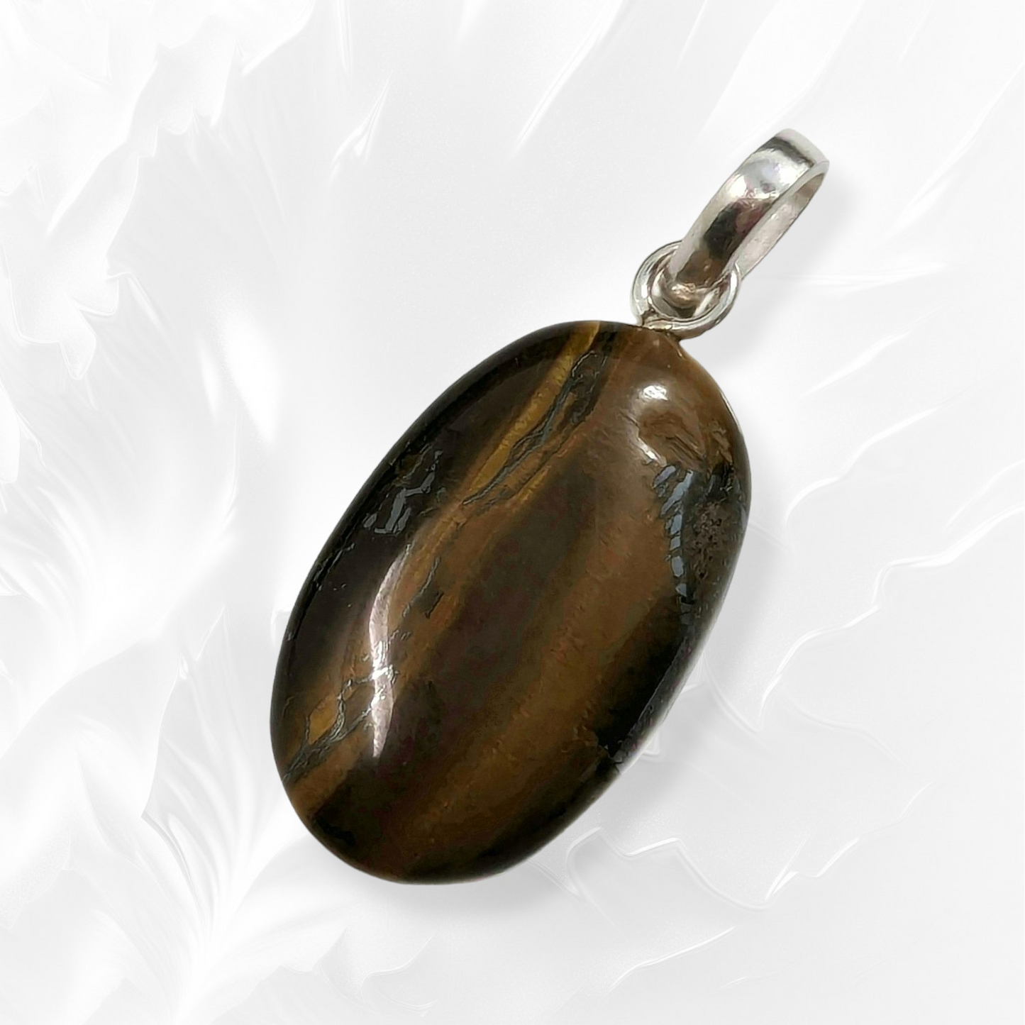 Authentic Tigers Eye Gemstone and 925 Sterling Silver Women's Pendant