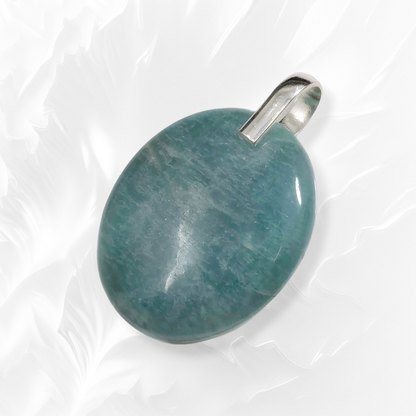 Authentic Amazonite Gemstone and 925 Sterling Silver Women's Pendant