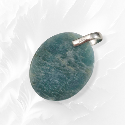 Authentic Amazonite Gemstone and 925 Sterling Silver Women's Pendant