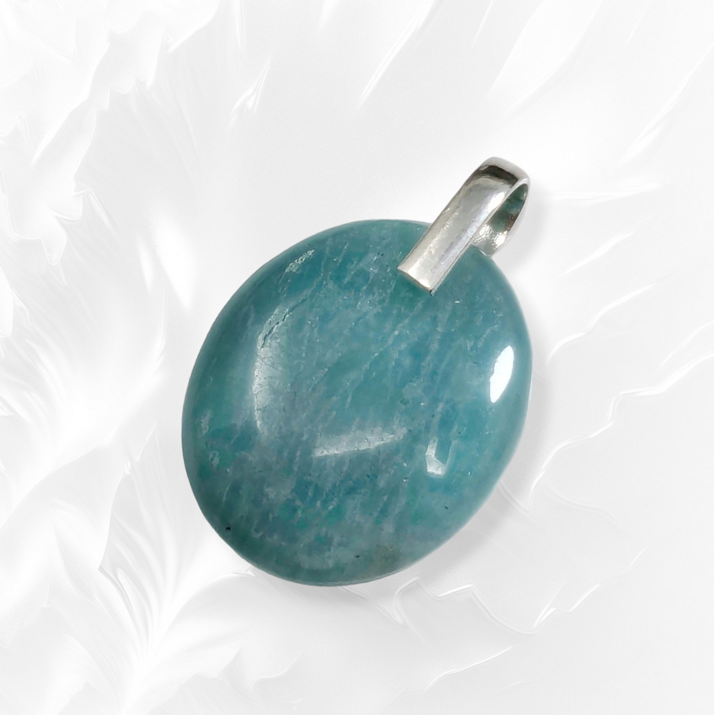 Authentic Amazonite Gemstone and 925 Sterling Silver Women's Pendant