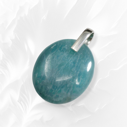 Authentic Amazonite Gemstone and 925 Sterling Silver Women's Pendant