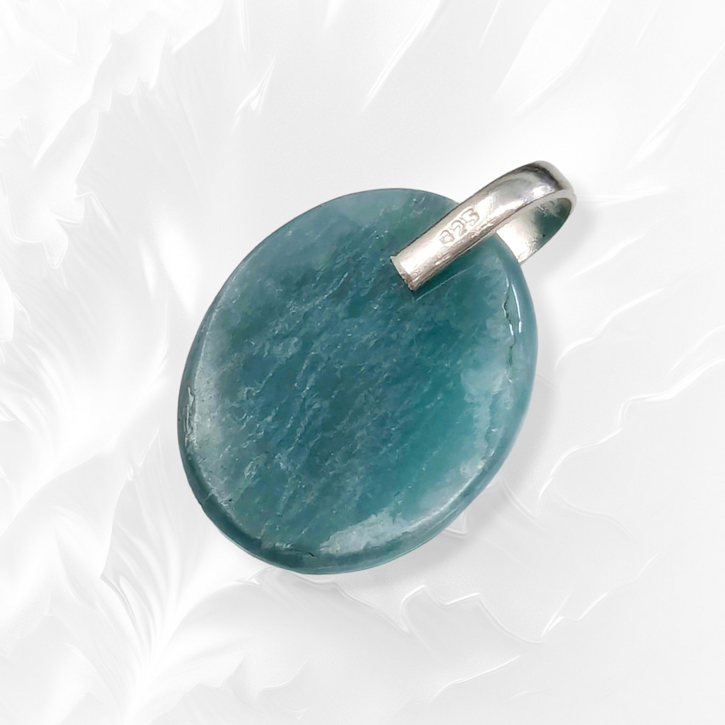 Authentic Amazonite Gemstone and 925 Sterling Silver Women's Pendant