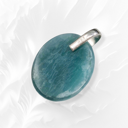 Authentic Amazonite Gemstone and 925 Sterling Silver Women's Pendant