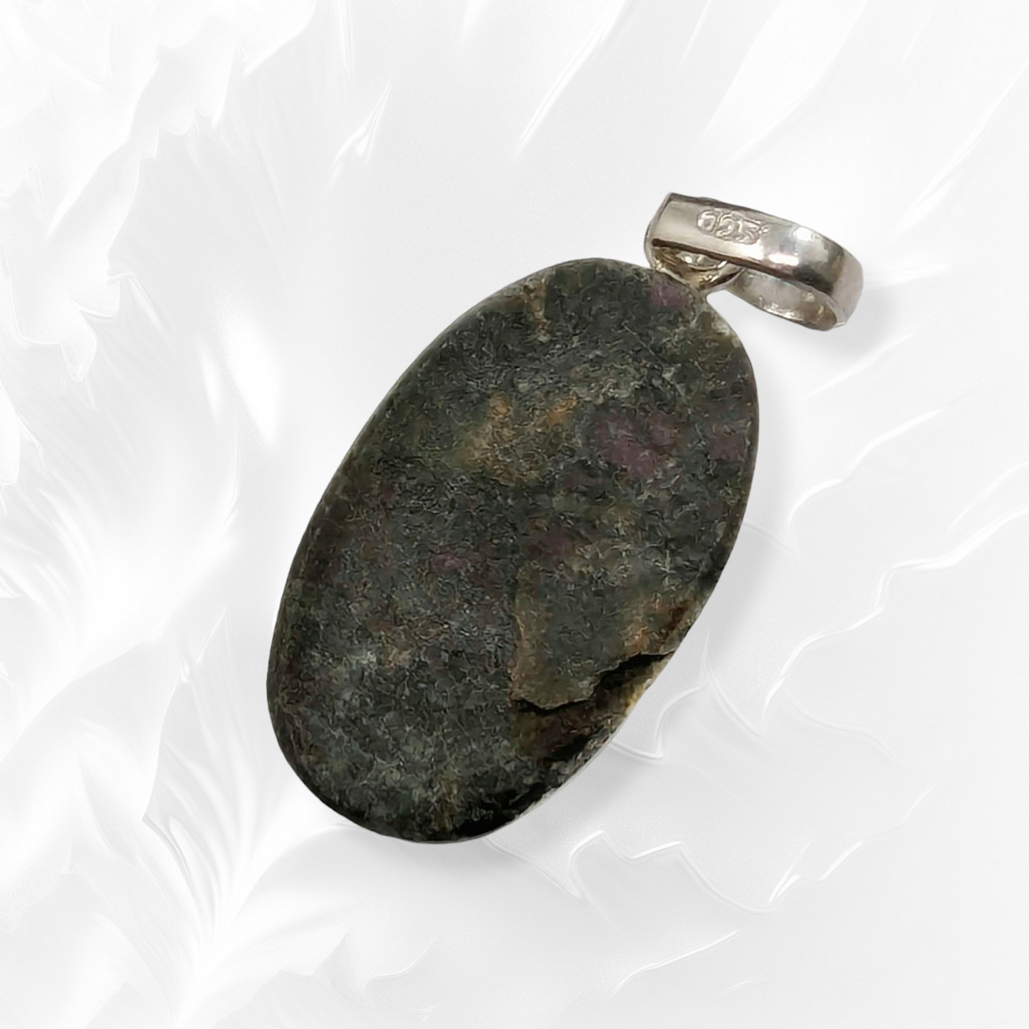 Authentic Ruby Zoisite Gemstone and 925 Sterling Silver Women's Pendant