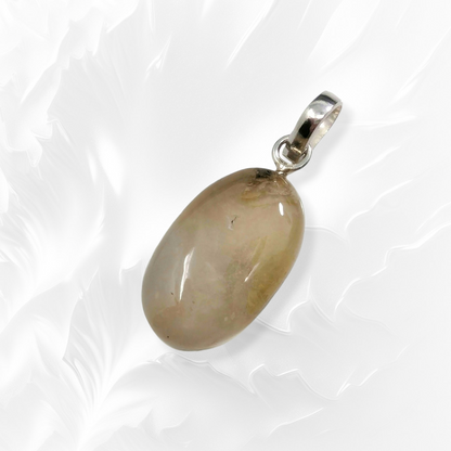Authentic White Agate Gemstone and 925 Sterling Silver Women's Pendant
