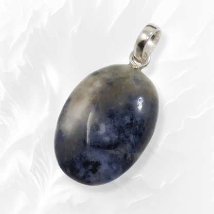 Authentic Sodalite Gemstone and 925 Sterling Silver Women's Pendant