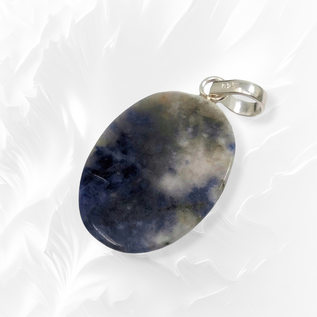 Authentic Sodalite Gemstone and 925 Sterling Silver Women's Pendant