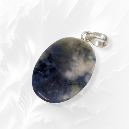 Authentic Sodalite Gemstone and 925 Sterling Silver Women's Pendant