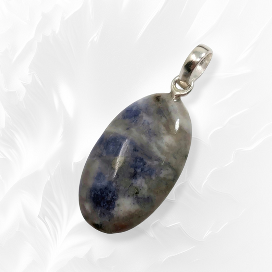 Authentic Sodalite Gemstone and 925 Sterling Silver Women's Pendant