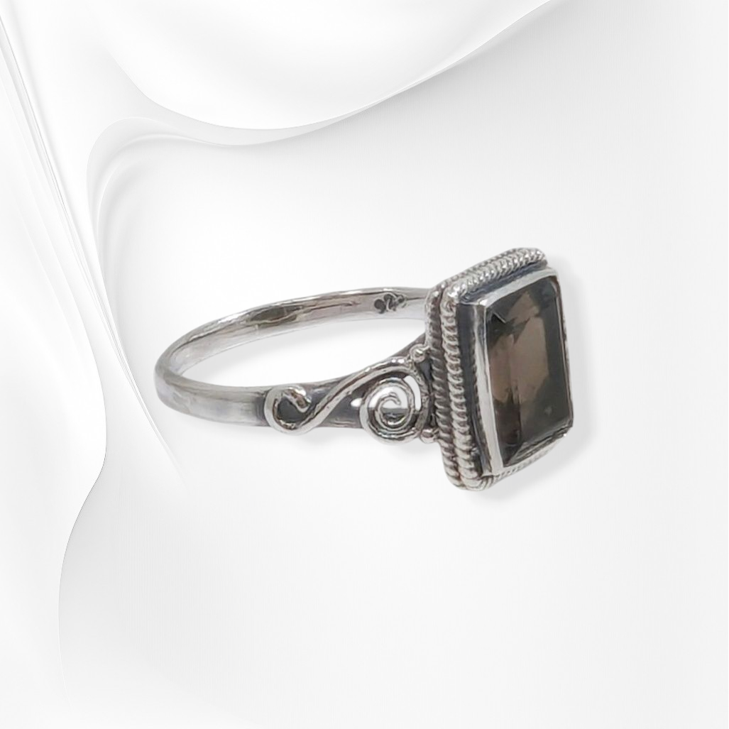 925 Sterling Silver Women's Ring With Authentic Smoky Topaz
