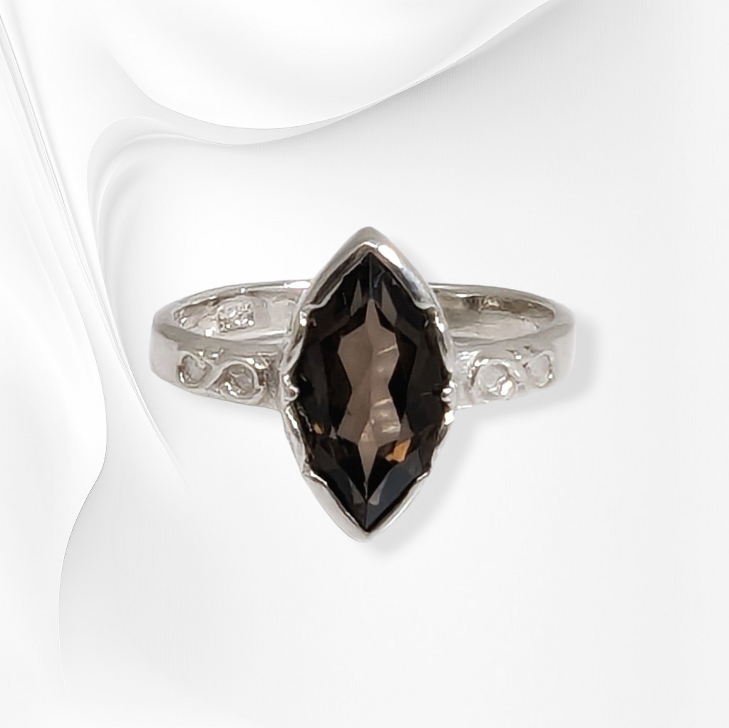 925 Sterling Silver Women's Ring with Authentic Smoky Topaz