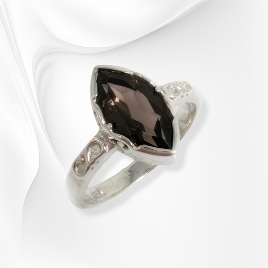925 Sterling Silver Women's Ring with Authentic Smoky Topaz