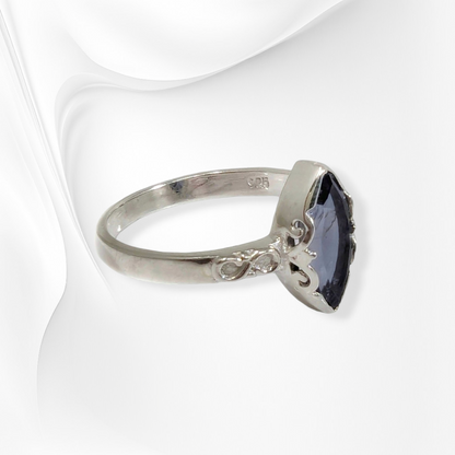 925 Sterling Silver Women's Ring with Authentic Lolite Gemstone