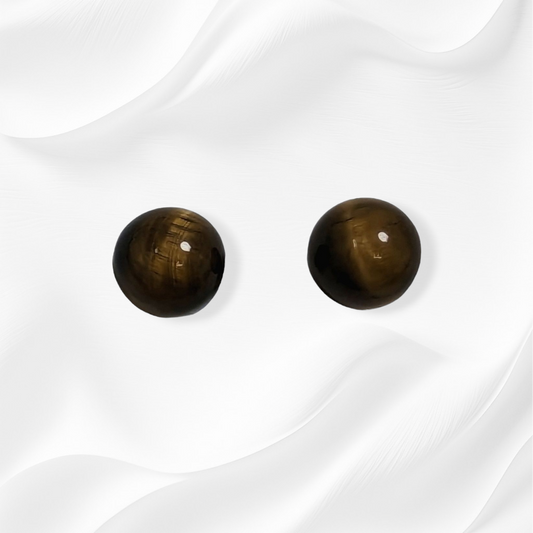 925 Sterling Silver Stud Earrings With Authentic Tiger's Eye Gemstones