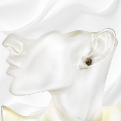 925 Sterling Silver Stud Earrings With Authentic Tiger's Eye Gemstones