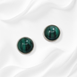 925 Sterling Silver Stud Earrings With Authentic Malachite Gemstones