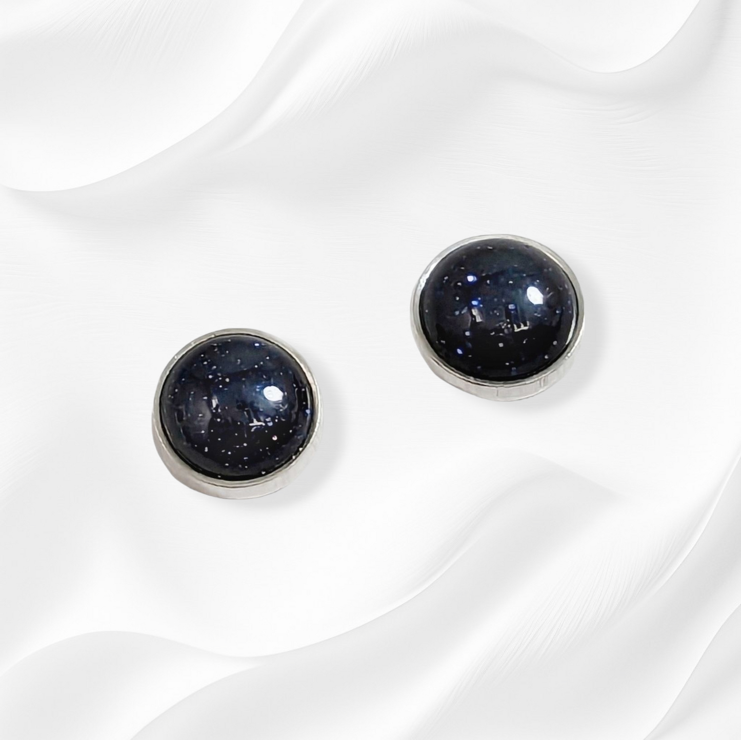 925 Sterling Silver Stud Earrings With Authentic Blue Sandstone Gemstones