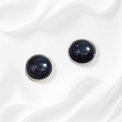 925 Sterling Silver Stud Earrings With Authentic Blue Sandstone Gemstones