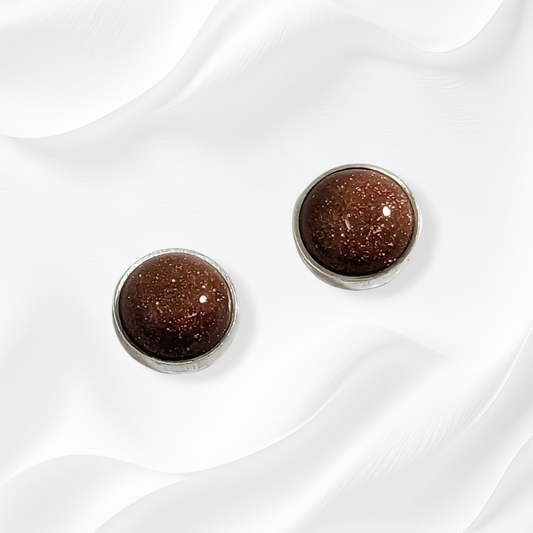 925 Sterling Silver Stud Earrings With Authentic Gold Sandstone Gemstones