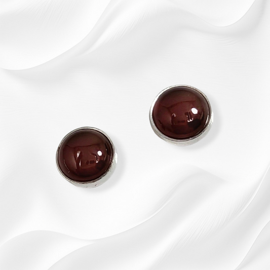 925 Sterling Silver Stud Earrings With Authentic Brown Agate Gemstones