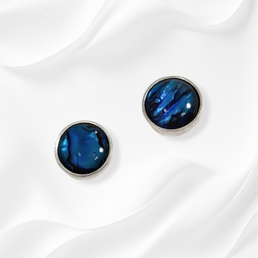 925 Sterling Silver Stud Earrings With Authentic Mother of Pearl *Abalone Shell