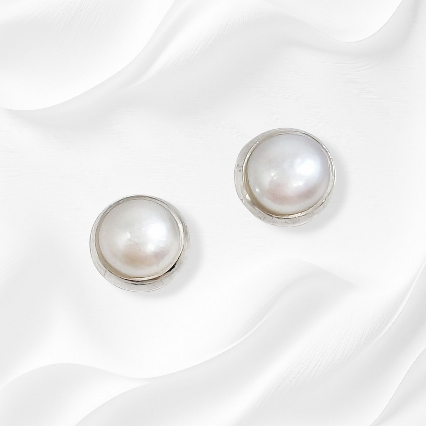 925 Sterling Silver Stud Earrings With Authentic Natural Pearls