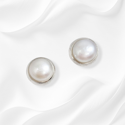 925 Sterling Silver Stud Earrings With Authentic Natural Pearls