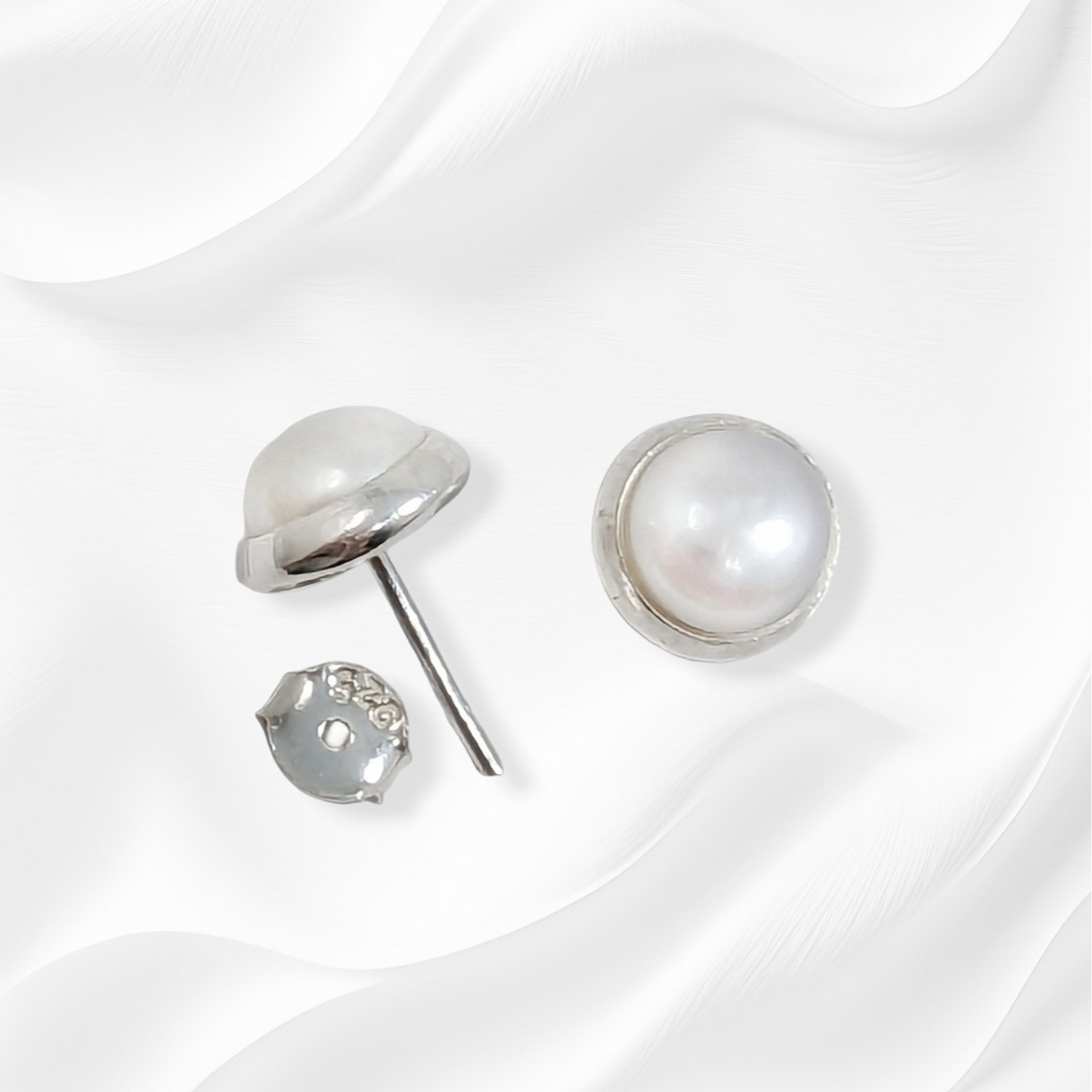 925 Sterling Silver Stud Earrings With Authentic Natural Pearls