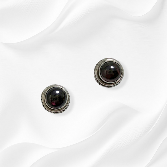 925 Sterling Silver Stud Earrings with Authentic Red Garnet Gemstones