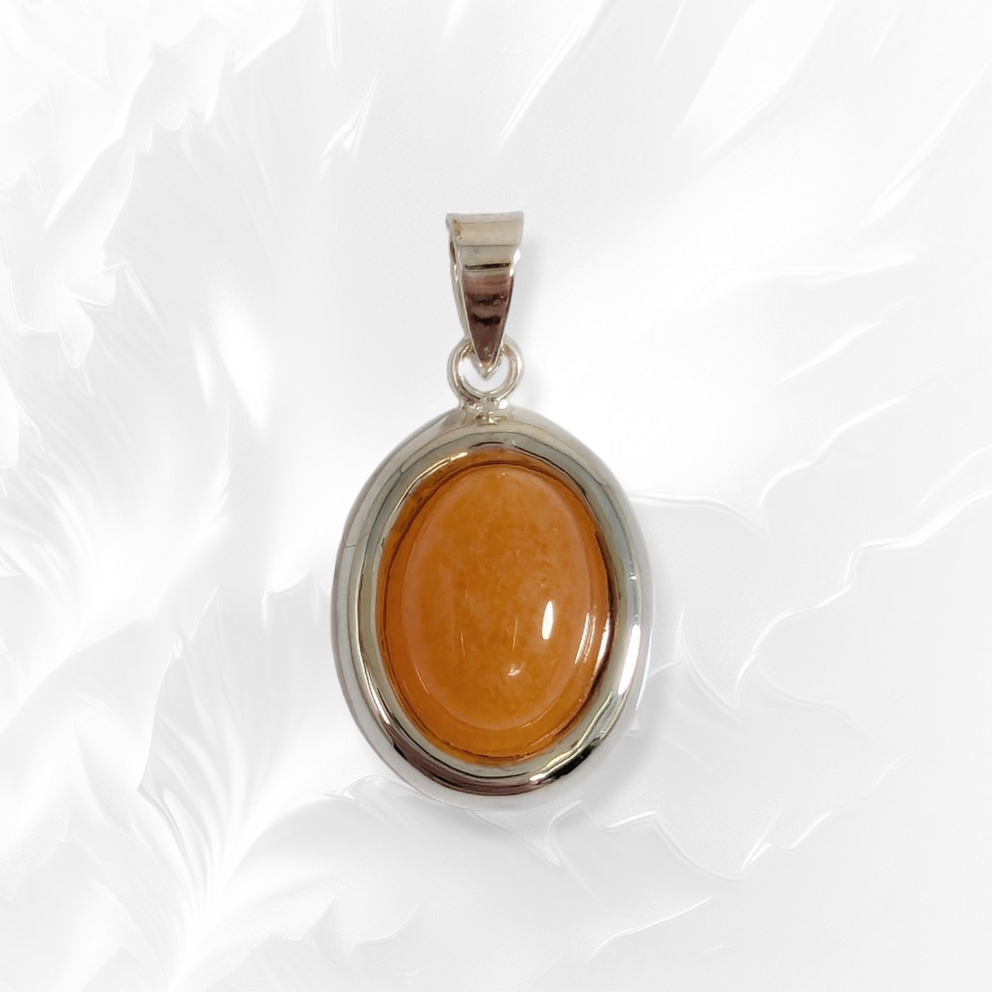 925 Sterling Silver Women Pendant With Authentic Orange Jade