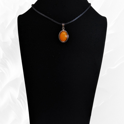 925 Sterling Silver Women Pendant With Authentic Orange Jade
