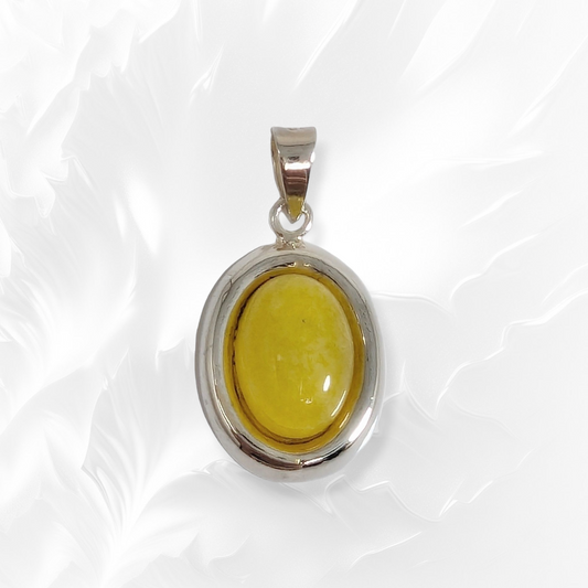 925 Sterling Silver Women Pendant With Authentic Yellow Jade