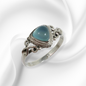 925 Sterling Silver Women's Ring with Authentic Blue Chalcedony Gemstone