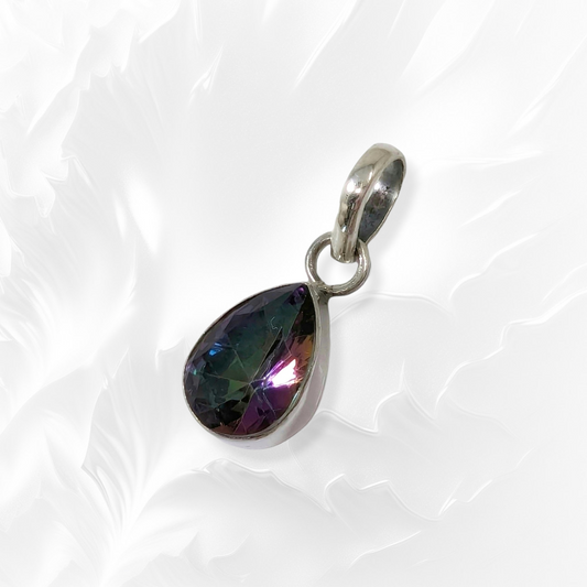 925 Sterling Silver Women Pendant With Authentic Mystic Topaz