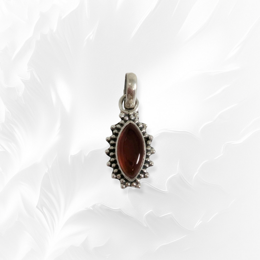 925 Sterling Silver Pendant With Authentic Carnelian Gemstone