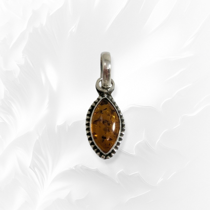 925 Sterling Silver Pendant With Authentic Amber