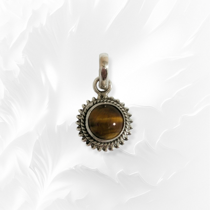 925 Sterling Silver Women Pendant With Authentic Tiger's Eye Gemstone