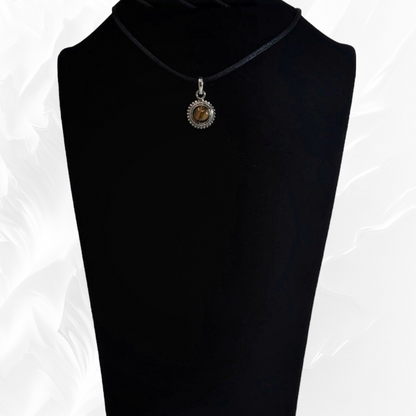 925 Sterling Silver Women Pendant With Authentic Tiger's Eye Gemstone