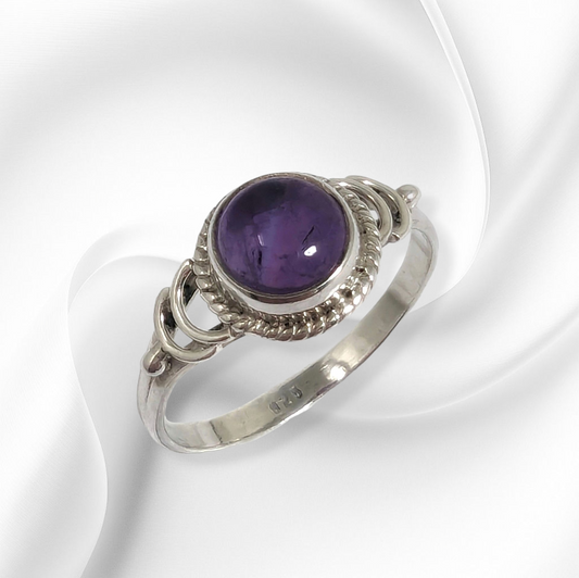 925 Sterling Silver Women's Ring with Authentic Amethyst Gemstone