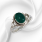 925 Sterling Silver Women's Ring with Authentic Green Onyx Gemstone