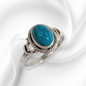 925 Sterling Silver Women's Ring with Authentic Turquoise Gemstone