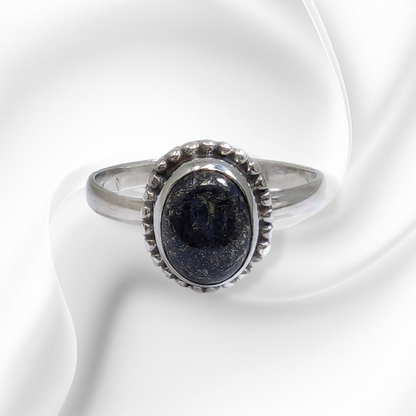 925 Sterling Silver Women's Ring with Authentic Lapis Lazuli Gemstone