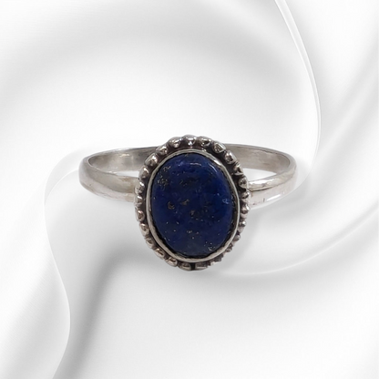 925 Sterling Silver Women's Ring with Authentic Lapis Lazuli Gemstone