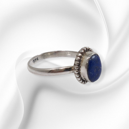 925 Sterling Silver Women's Ring with Authentic Lapis Lazuli Gemstone
