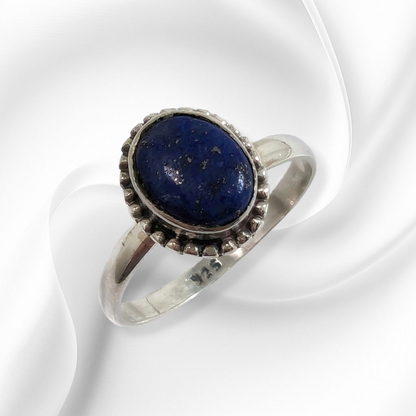 925 Sterling Silver Women's Ring with Authentic Lapis Lazuli Gemstone