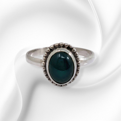 925 Sterling Silver Women's Ring with Authentic Green Onyx Gemstone