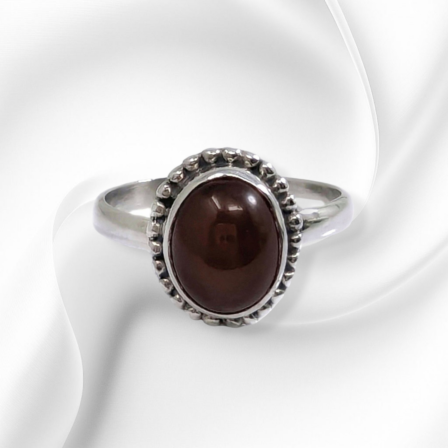 925 Sterling Silver Women's Ring with Authentic Carnelian Gemstone