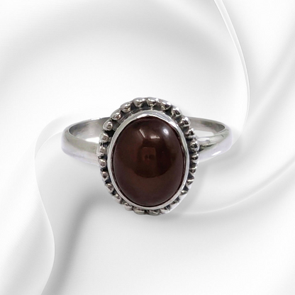 925 Sterling Silver Women's Ring with Authentic Carnelian Gemstone