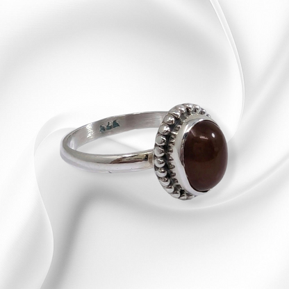 925 Sterling Silver Women's Ring with Authentic Carnelian Gemstone