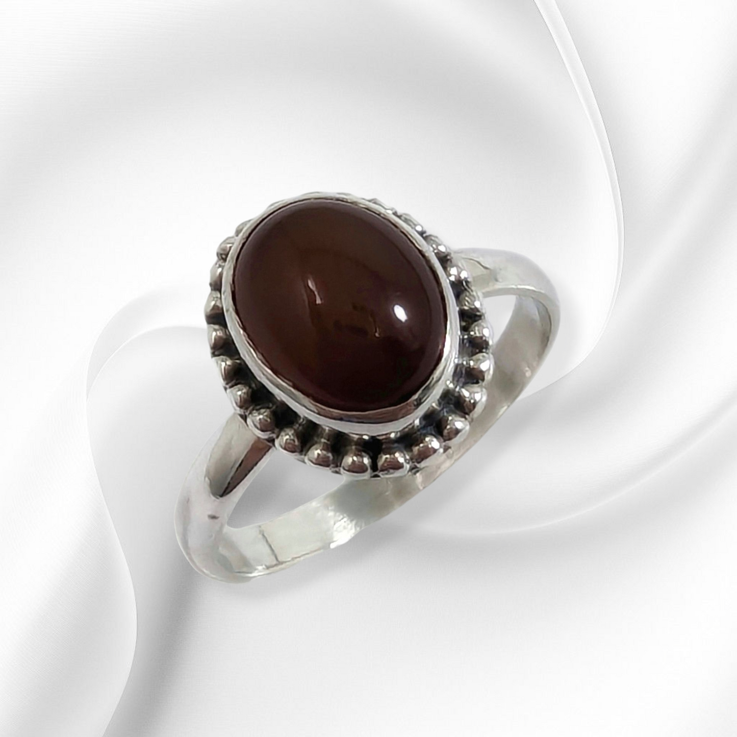 925 Sterling Silver Women's Ring with Authentic Carnelian Gemstone